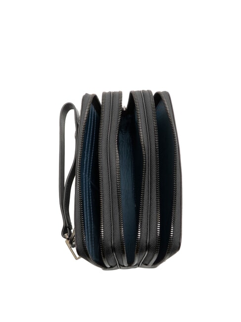 W136 Pochette en cuir pour homme &agrave; 3 compartiments Noir - &Eacute;tui pour tablette & Organiseur