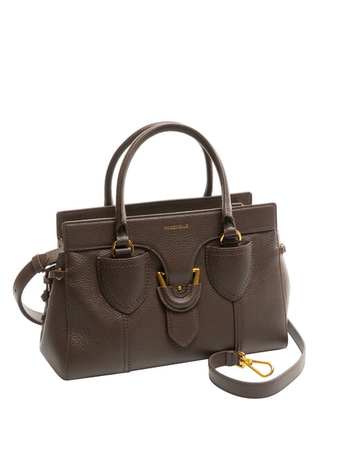 YORK Sac à main en cuir martelé fondant marron - Sacs pour Femme
