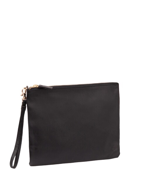 LARGE Grande pochette en cuir avec dragonne noir - Sacs pour Femme