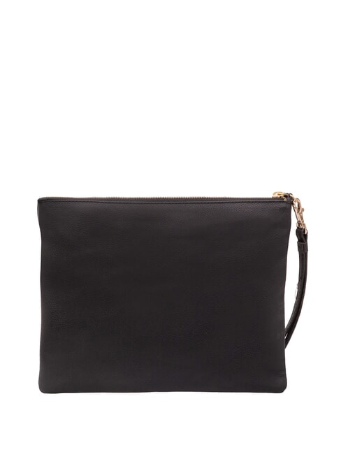 LARGE Grande pochette en cuir avec dragonne noir - Sacs pour Femme
