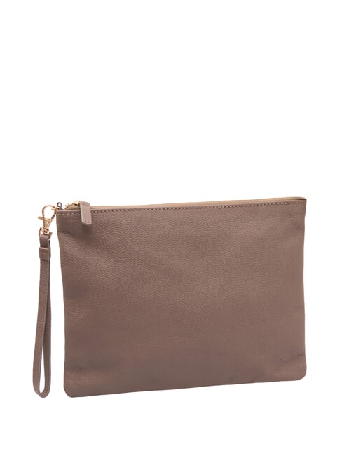 LARGE Grande pochette en cuir avec dragonne naturel - Sacs pour Femme