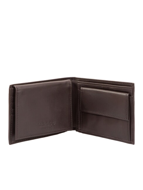 CLASSIC FLAP OVER Portefeuille en cuir porte-monnaie marron foncé - Portefeuilles Homme