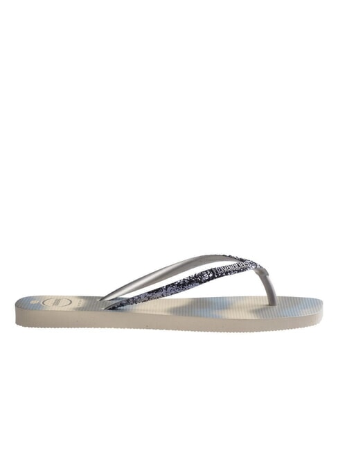 STYLESLIM SQUARE GLITTER Tongs carr&eacute;es beige/argent m&eacute;tallis&eacute; - Chaussures Femme