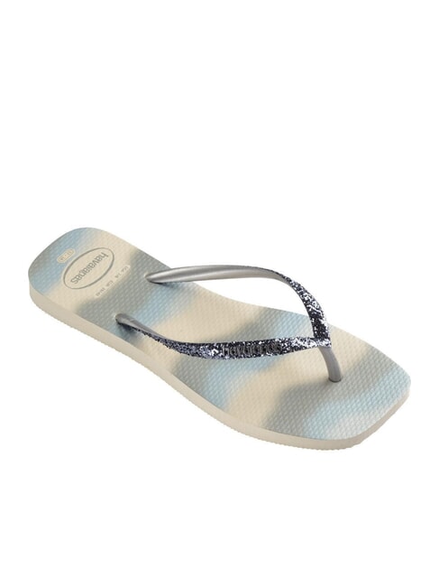 STYLESLIM SQUARE GLITTER Tongs carr&eacute;es beige/argent m&eacute;tallis&eacute; - Chaussures Femme
