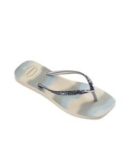 HAVAIANAS STYLESLIM SQUARE GLITTER Tongs carr&eacute;es beige/argent m&eacute;tallis&eacute; - Chaussures Femme - 4