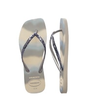 HAVAIANAS STYLESLIM SQUARE GLITTER Tongs carr&eacute;es beige/argent m&eacute;tallis&eacute; - Chaussures Femme - 5