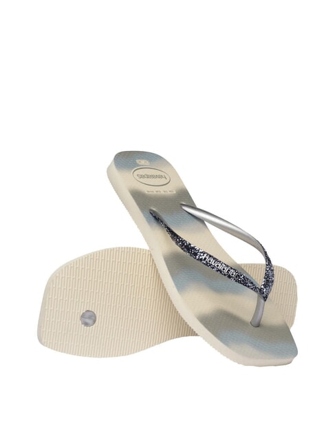 STYLESLIM SQUARE GLITTER Tongs carr&eacute;es beige/argent m&eacute;tallis&eacute; - Chaussures Femme