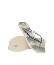 HAVAIANAS STYLESLIM SQUARE GLITTER Tongs carr&eacute;es beige/argent m&eacute;tallis&eacute; - Chaussures Femme - 6