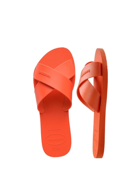 AQUA Chausson à bandes croisées coucher de soleil orange - Chaussures Femme