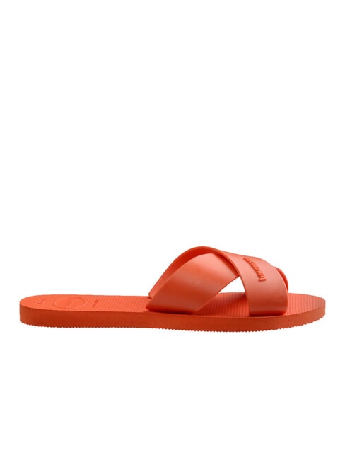 AQUA Chausson &agrave; bandes crois&eacute;es coucher de soleil orange - Chaussures Femme