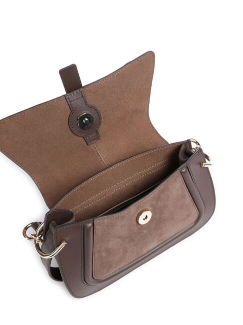 FLOW Petit sac en cuir avec bandoulière tons expresso - Sacs pour Femme