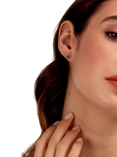 TESORI  Boucles d'oreilles en argent vert - Boucles d'oreilles