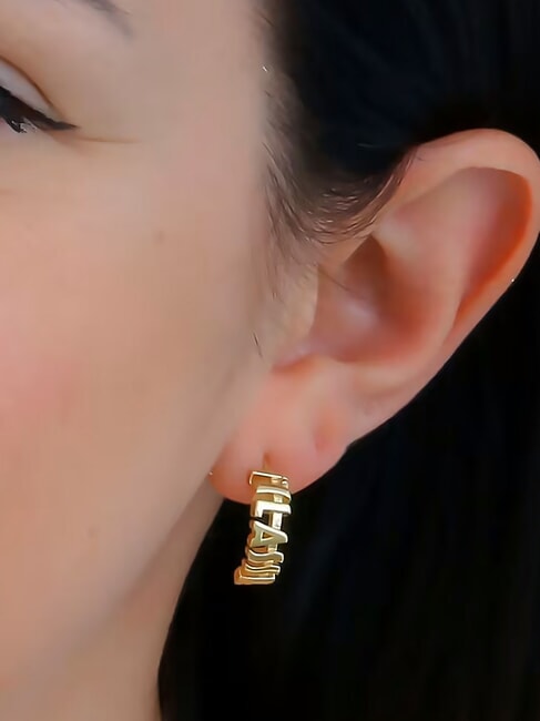 1CLASSE Boucles d'oreilles avec logo en argent or - Boucles d'oreilles