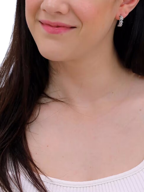 1CLASSE Boucles d'oreilles avec logo en argent acier - Boucles d'oreilles