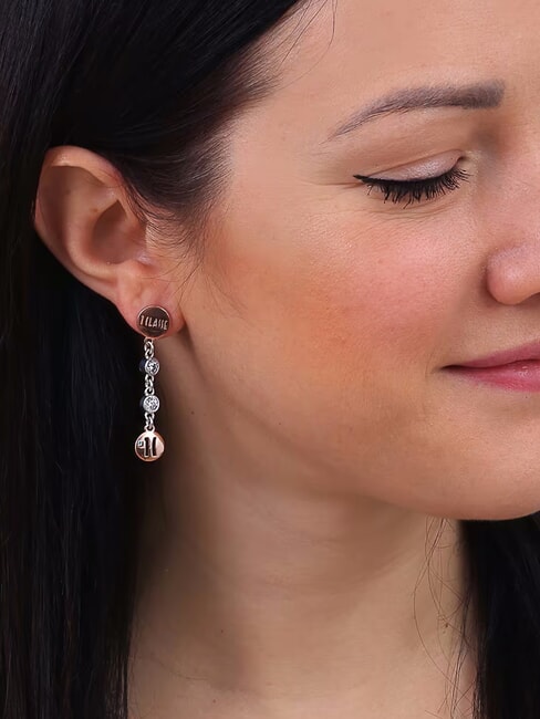 RAMBLA Boucles d'oreilles longues en argent deux tons - Boucles d'oreilles