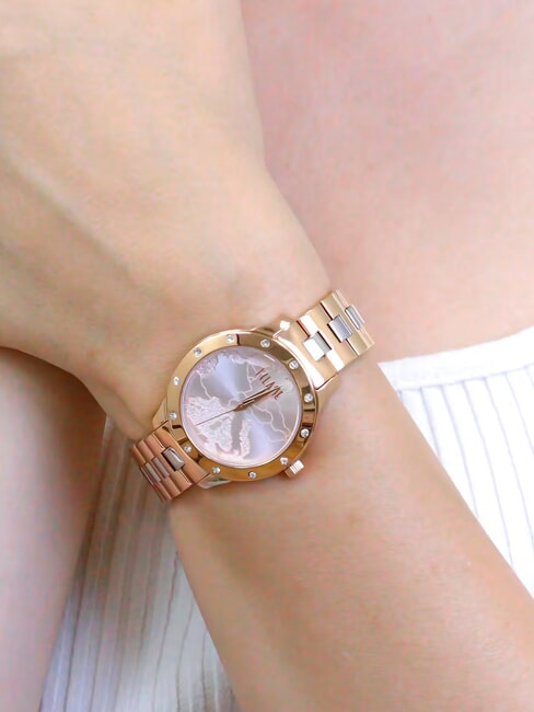 MOOREA Montre en acier avec affichage de l'heure uniquement rose - Montres