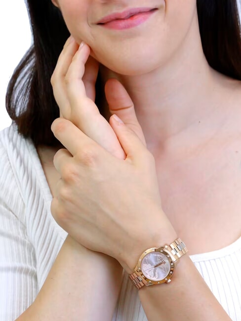 MOOREA Montre en acier avec affichage de l'heure uniquement rose - Montres