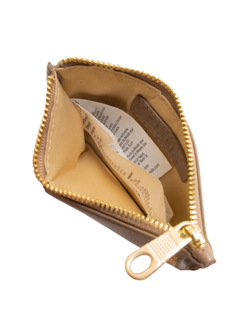 EDA Porte-cartes plat en cuir avec zip taupe - Portefeuilles Femme
