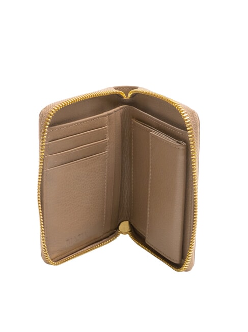 EDA Portefeuille en cuir à fermeture éclair de taille moyenne taupe - Portefeuilles Femme