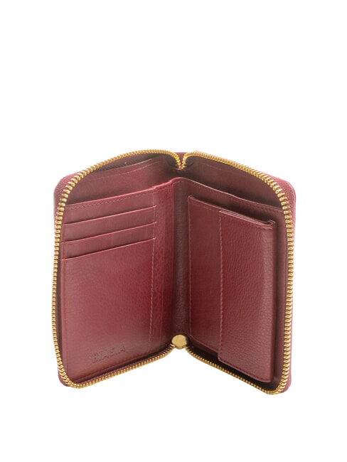 EDA Portefeuille en cuir à fermeture éclair de taille moyenne Bourgogne - Portefeuilles Femme