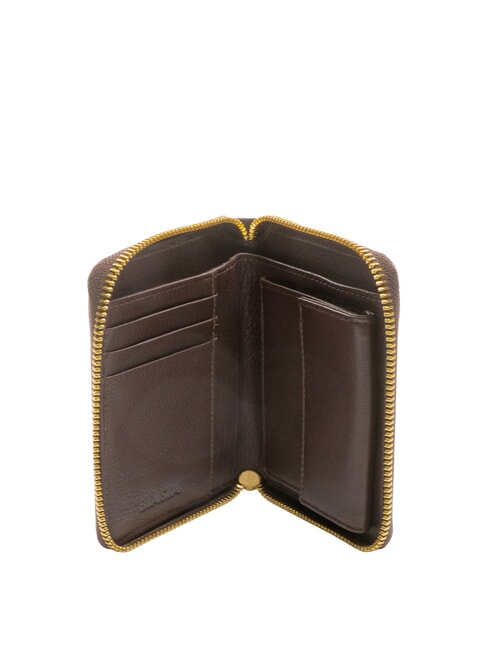 EDA Portefeuille en cuir à fermeture éclair de taille moyenne sombre - Portefeuilles Femme