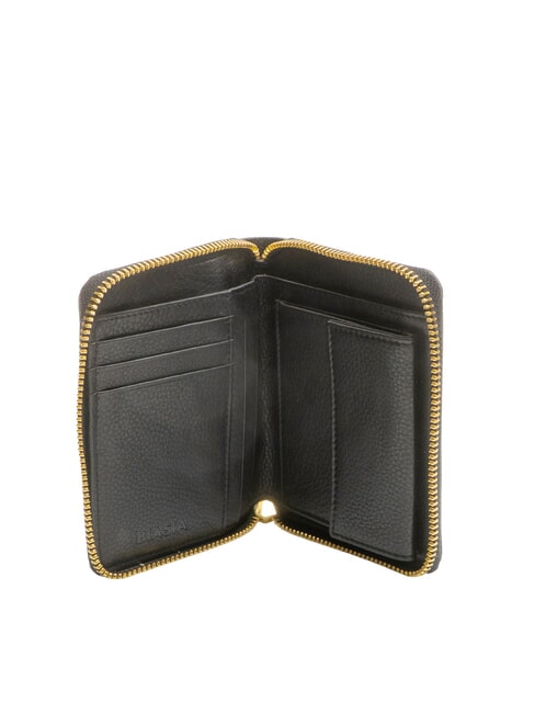 EDA Portefeuille en cuir à fermeture éclair de taille moyenne noir - Portefeuilles Femme