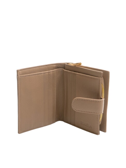 EDA Portefeuille compact en cuir taupe - Portefeuilles Femme