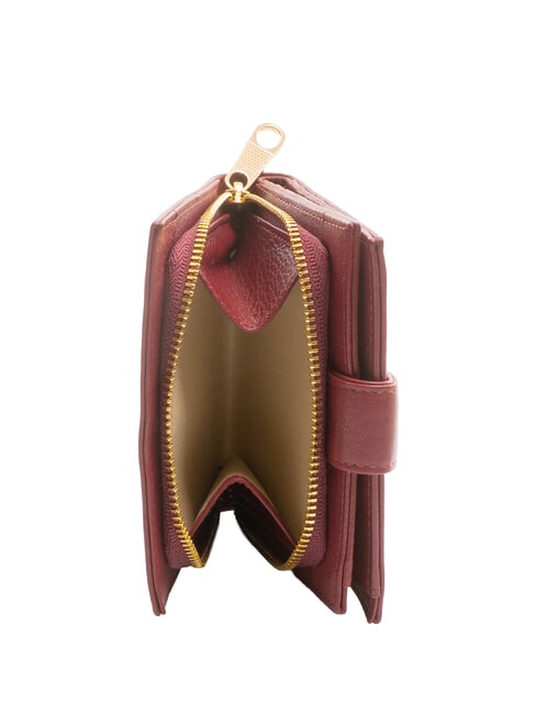 EDA Portefeuille compact en cuir Bourgogne - Portefeuilles Femme