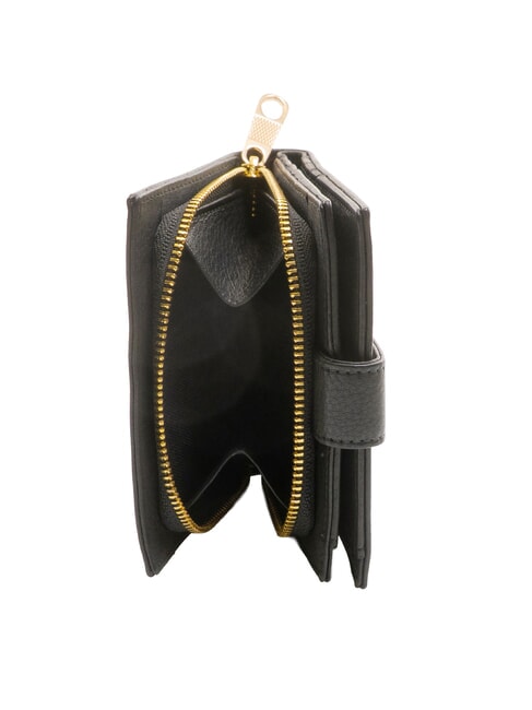 EDA Portefeuille compact en cuir noir - Portefeuilles Femme