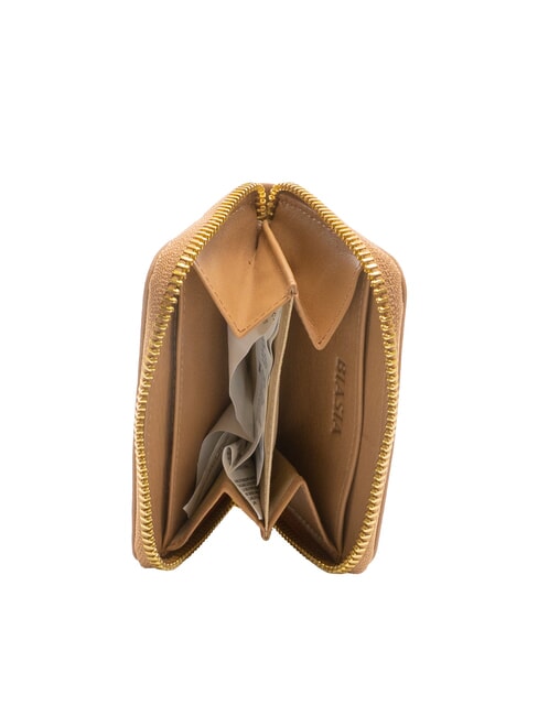 EDA Petit portefeuille en cuir zippé chameau - Portefeuilles Femme