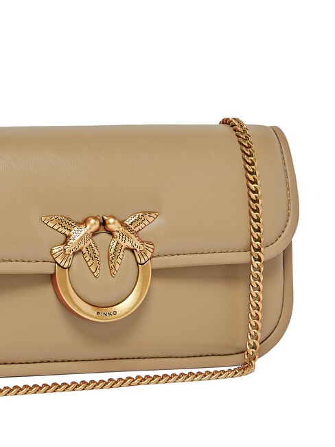 LOVE BOX Sac à bandoulière en cuir biscuit au gingembre-or antique - Sacs pour Femme