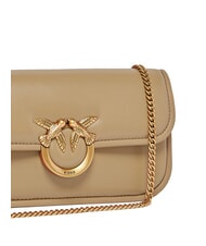 PINKO LOVE BOX Sac à bandoulière en cuir biscuit au gingembre-or antique - Sacs pour Femme - 3