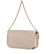 PINKO LOVE BOX Sac à bandoulière en cuir beige-gris fumé-or antique - Sacs pour Femme - 2