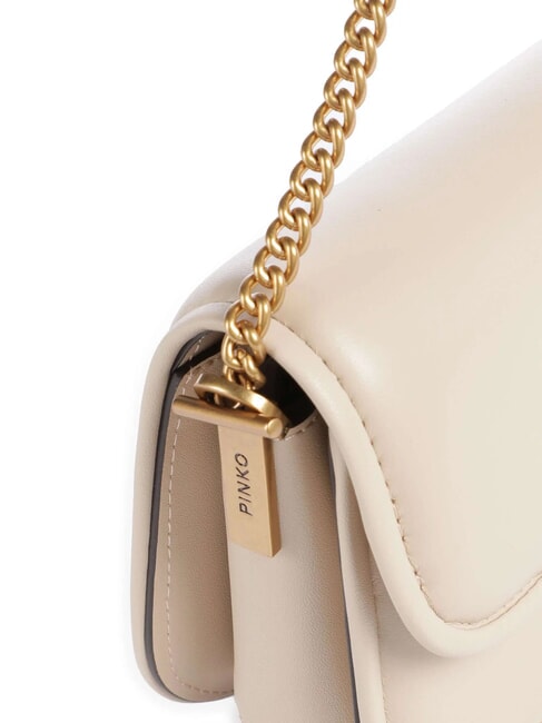 LOVE BOX Sac à bandoulière en cuir beige-gris fumé-or antique - Sacs pour Femme