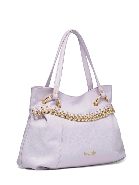 NORA Sac shopping en cuir avec chaîne lilas - Sacs pour Femme