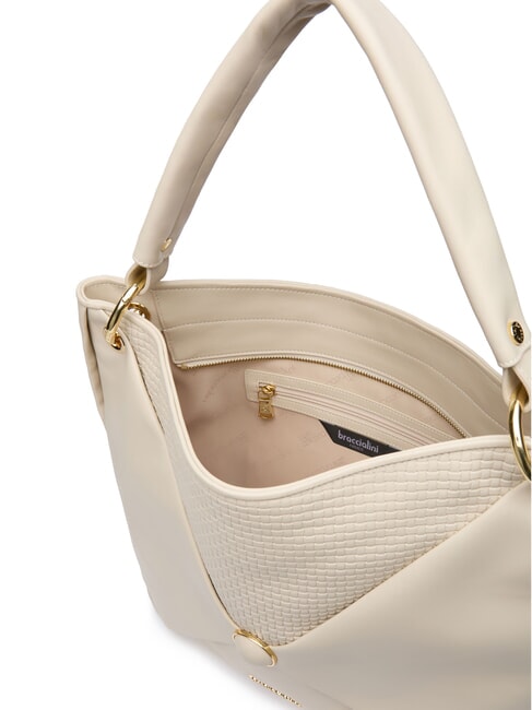 NAOMI Sac bandoulière hobo en cuir beige - Sacs pour Femme