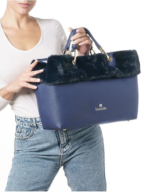 BETH FUR Sac &agrave; main avec pochette bleu - Sacs pour Femme