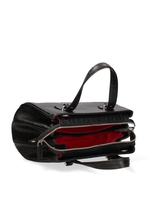 ZOE CROCO Sac à main en cuir imprimé noir - Sacs pour Femme