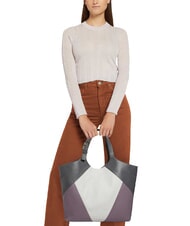 FURLA FLOW Sac bandoulière en cuir imprimé guimauve+aura+sol - Sacs pour Femme - 5