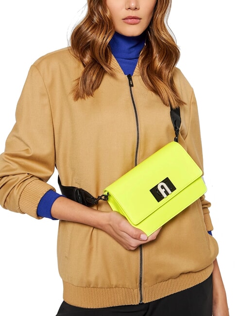 1927 SOFT Mini sac bandoulière en cuir nappa jaune fluo + noir - Sacs pour Femme