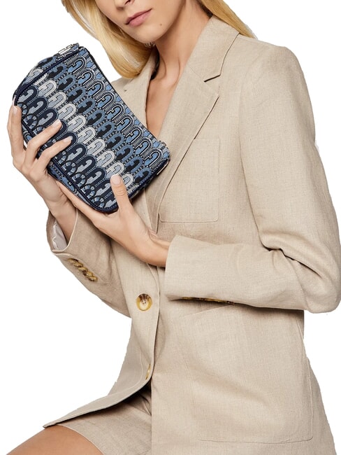 MOON Mini sac en tissu jacquard tons bleu denim + noir - Sacs pour Femme