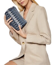 FURLA MOON Mini sac en tissu jacquard tons bleu denim + noir - Sacs pour Femme - 6