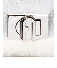 FURLA 1927 SOFT Mini sac à main avec bandoulière coton blanc + couleur argent + noir - Sacs pour Femme - 4
