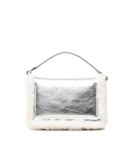 FURLA 1927 SOFT Mini sac à main avec bandoulière coton blanc + couleur argent + noir - Sacs pour Femme - 5