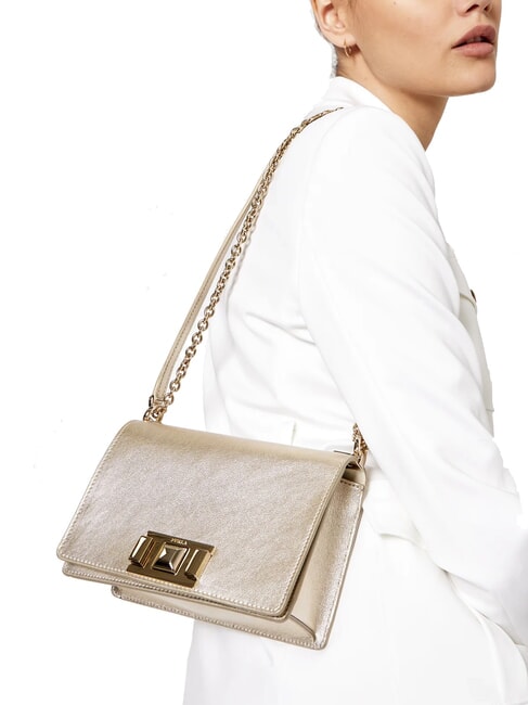 MIMI" Sac bandoulière convertible couleur platine - Sacs pour Femme