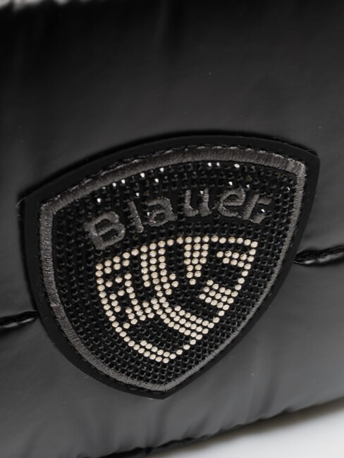 PADDED NYLON Sac &agrave; dos avec logo en strass NOIR - Sacs pour Femme