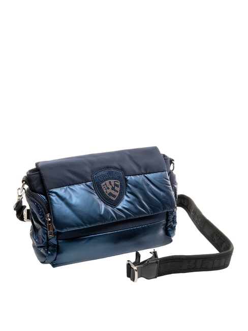 PADDED NYLON Sac bandouli&egrave;re moelleux avec logo en strass BLEU - Sacs pour Femme