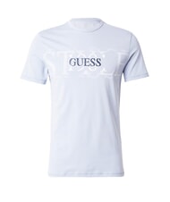 GUESS CHEST BOX T-shirt en coton avec imprimé nimbe bleu - T-shirt - 4