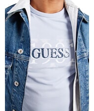 GUESS CHEST BOX T-shirt en coton avec imprimé nimbe bleu - T-shirt - 3