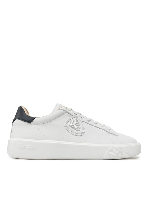 BUCK Baskets en cuir blanc/bleu marine - Chaussures Homme